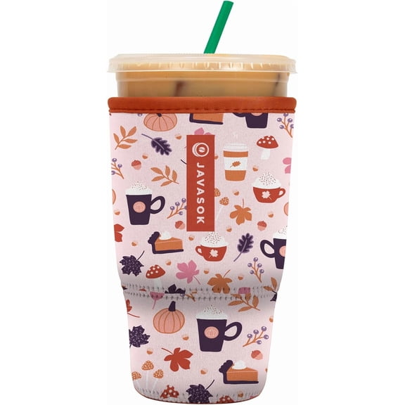 JJEAN-JavaSok Iced Coffee & Cold Soda Insulated Neoprene Cup Sleeve (PSL, Large: 30-32oz)