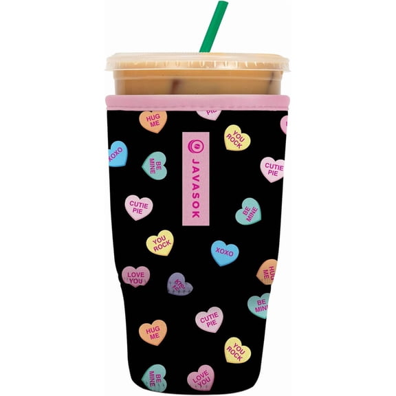 JJEAN-JavaSok Iced Coffee & Cold Soda Insulated Neoprene Cup Sleeve (Sweet Notes, Large: 30-32oz)