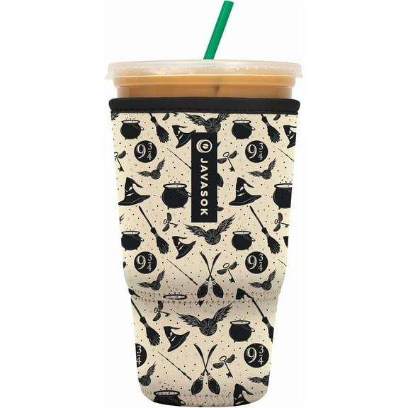 JJEAN-JavaSok Iced Coffee & Cold Soda Insulated Neoprene Cup Sleeve (Wizard's Walk, XLarge: 38-42oz)