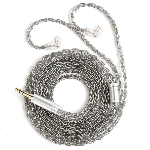 JJEAN-KBEAR ST12 Recessed 2Pin IEM Cable, in Ear Monitor Replacement Earphone Cable, 8 Core 4N OFC Silver-plated Headphone Extension Wire for KZ ZS10 PRO/ZSN PRO X/CCA CRA Earbuds Wired (Grey, 2PIN-C