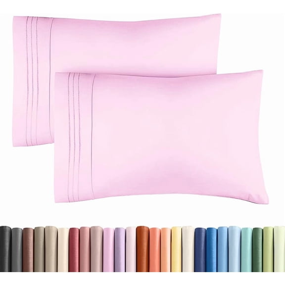 JJEAN-King Standard Pillow Cases Set of 2 - Ultra-Soft Hotel Quality Pillowcase Covers - Comfy, Cozy & Fade Free - Wrinkle Resistant - Machine Washable Pillow Protectors - 2 Piece Set - Light Pink