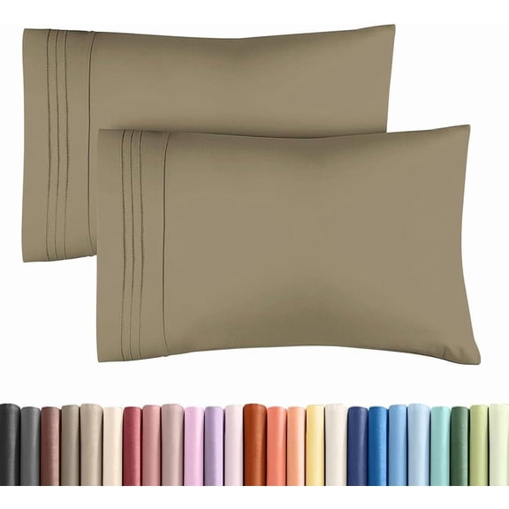 JJEAN-King Standard Pillow Cases Set of 2 - Ultra-Soft Hotel Quality Pillowcase Covers - Comfy, Cozy & Fade Free - Wrinkle Resistant - Machine Washable Pillow Protectors - 2 Piece Set - Khaki
