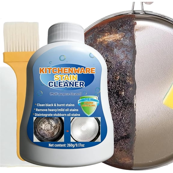 JJEAN-Kitchenware Stain Cleaner, Strong Descaling, Multi-purpose Oil Stain Remover, Pot Pan Bottom Cleaning Paste,Powerful Kitchenware Cleaner, Cooktop Pot Cleaner Effortless for Burned Cookware (260