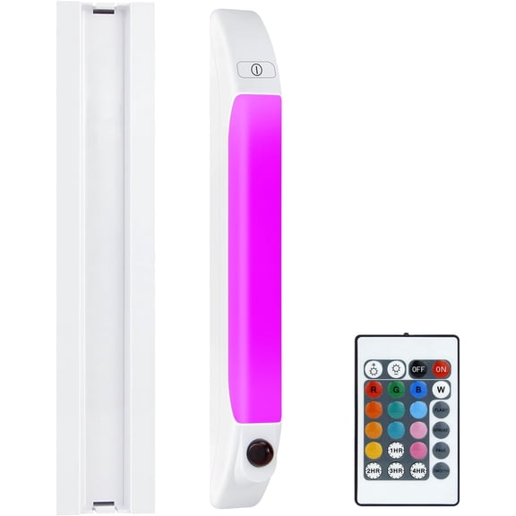 JJEAN-LED Under Cabinet Light, Battery Operated RGB Colors Changing Led Bar Lights with Remote,Multicolor Under Counter Lights for Kitchen, Dimmable Light for Cabinet, Counter, Workbench