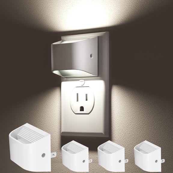 JJEAN-LED Night Light Cool White, 6 Pack Up and Down Night Lights Plug into Wall with Dusk to Dawn Light Sensor, 6000K Nightlight for Hallway, Bedroom, Bathroom, Kitchen White