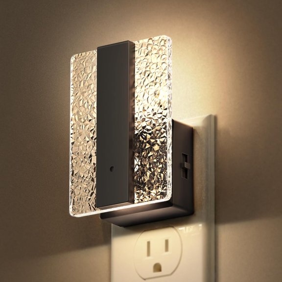 JJEAN-LED Night Lights Plug Into Wall, Decorative Night Light with Dusk-to-Dawn Sensor, Dimmable Nightlights, Adjustable Brightness Night-Lights for Bathroom, Hallway, Bedroom,Stairway, 1 Count