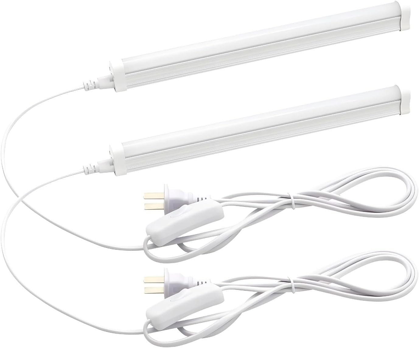 JJEAN-LED Shop Light Fixture, 12 Inch 5W, 580LM, Frosted Cover, 6500K, T5 Integrated Tube Light, Hight Output, Brighter White, LED Tube Light for Garage, Warehouse, Plug and Play (Pack of 2)