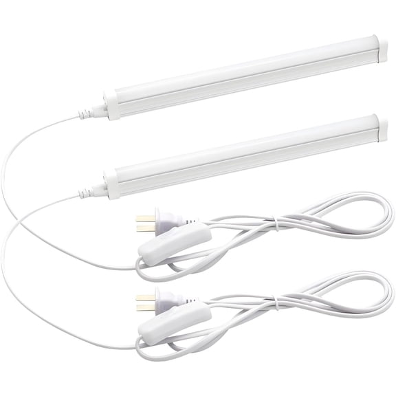 JJEAN-LED Shop Light Fixture, 12 Inch 5W, 580LM, Frosted Cover, 6500K, T5 Integrated Tube Light, Hight Output, Brighter White, LED Tube Light for Garage, Warehouse, Plug and Play (Pack of 2)