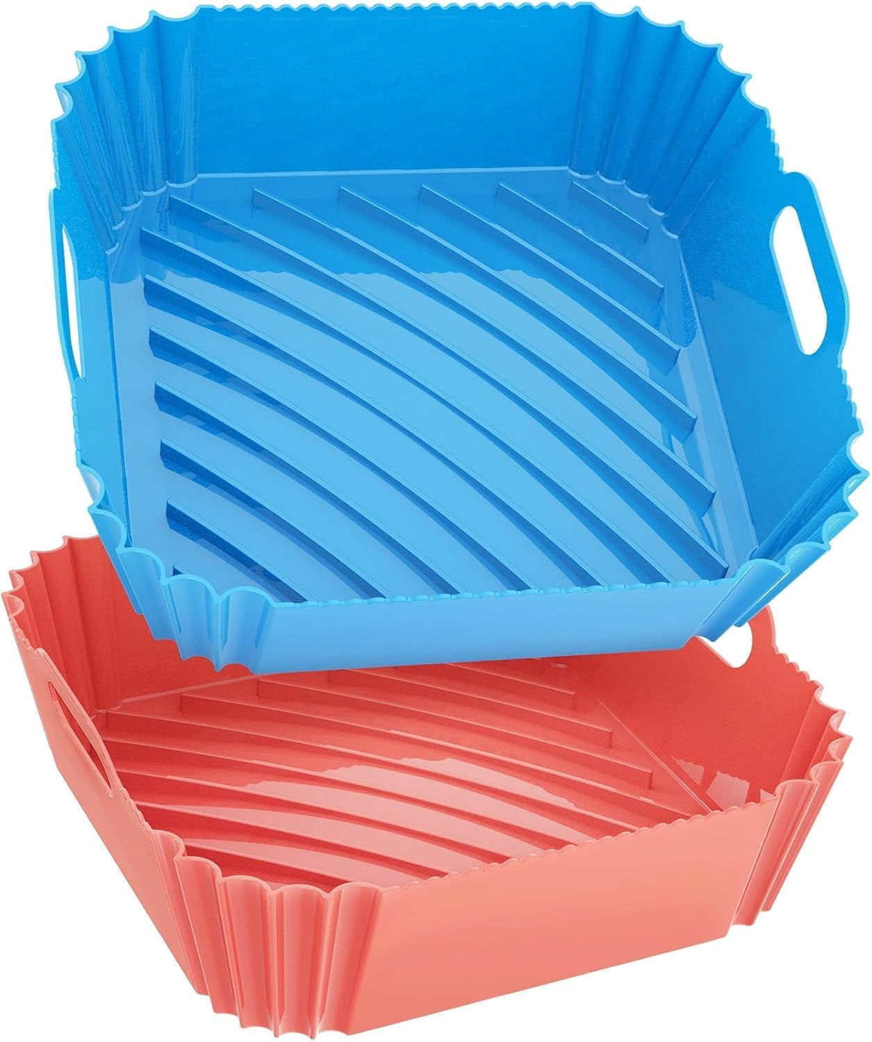 JJEAN-Large Silicone Air Fryer Liners Square 5-9 QT, 7.9 Inch Airfryer Liners Reusable Air Fryer Silicone Liners Pot Oven Liner Baking Tray, Air Fryer Basket Silicone Mat Bowl Air Fryer Accessories,