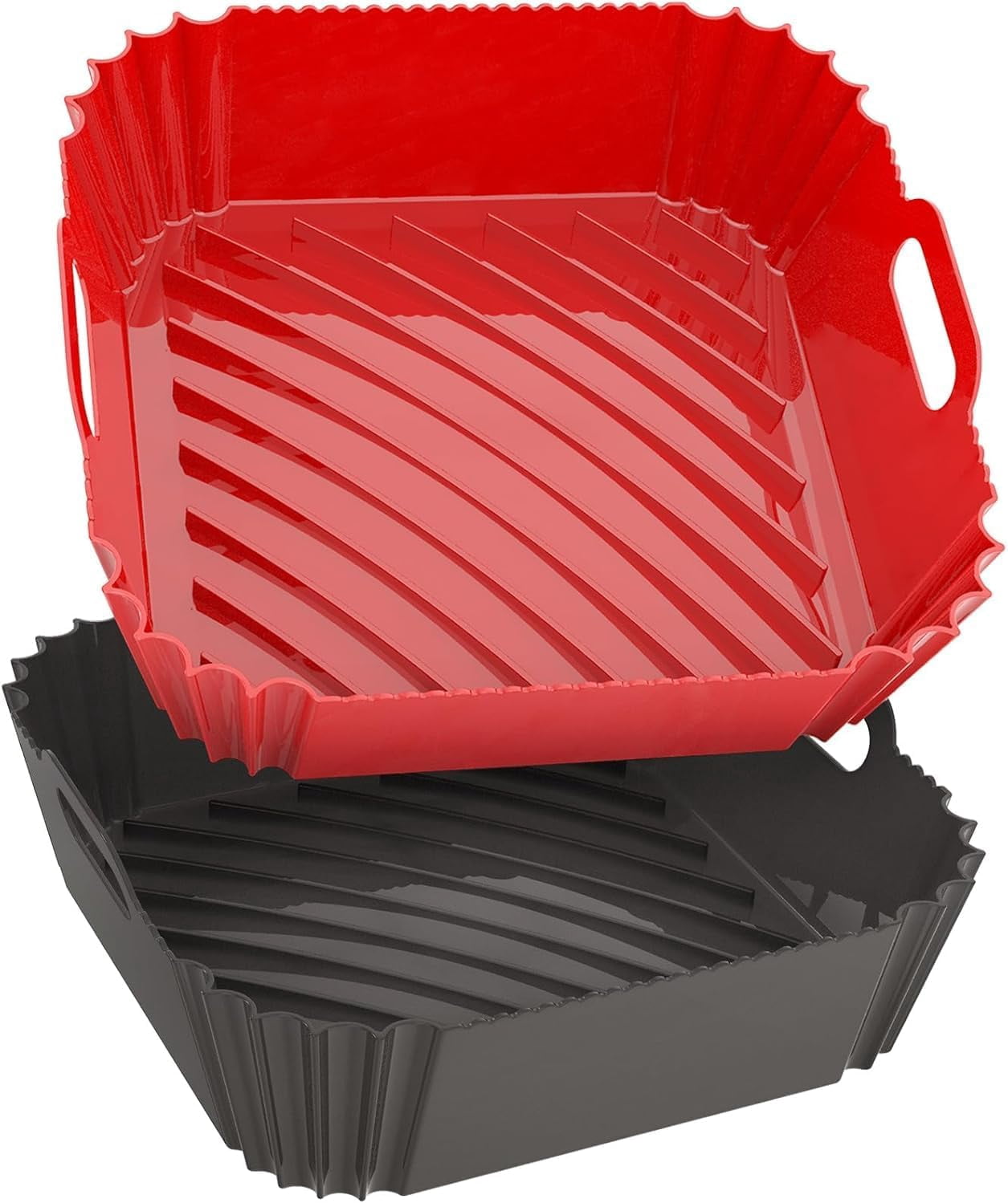 JJEAN-Large Silicone Air Fryer Liners Square 5-9 QT, 7.9 Inch Reusable Airfryer Liners Air Fryer Silicone Liners Pot Oven Liner Baking Tray, AirFryer Basket Mat Bowl Accessories, 2 Pack