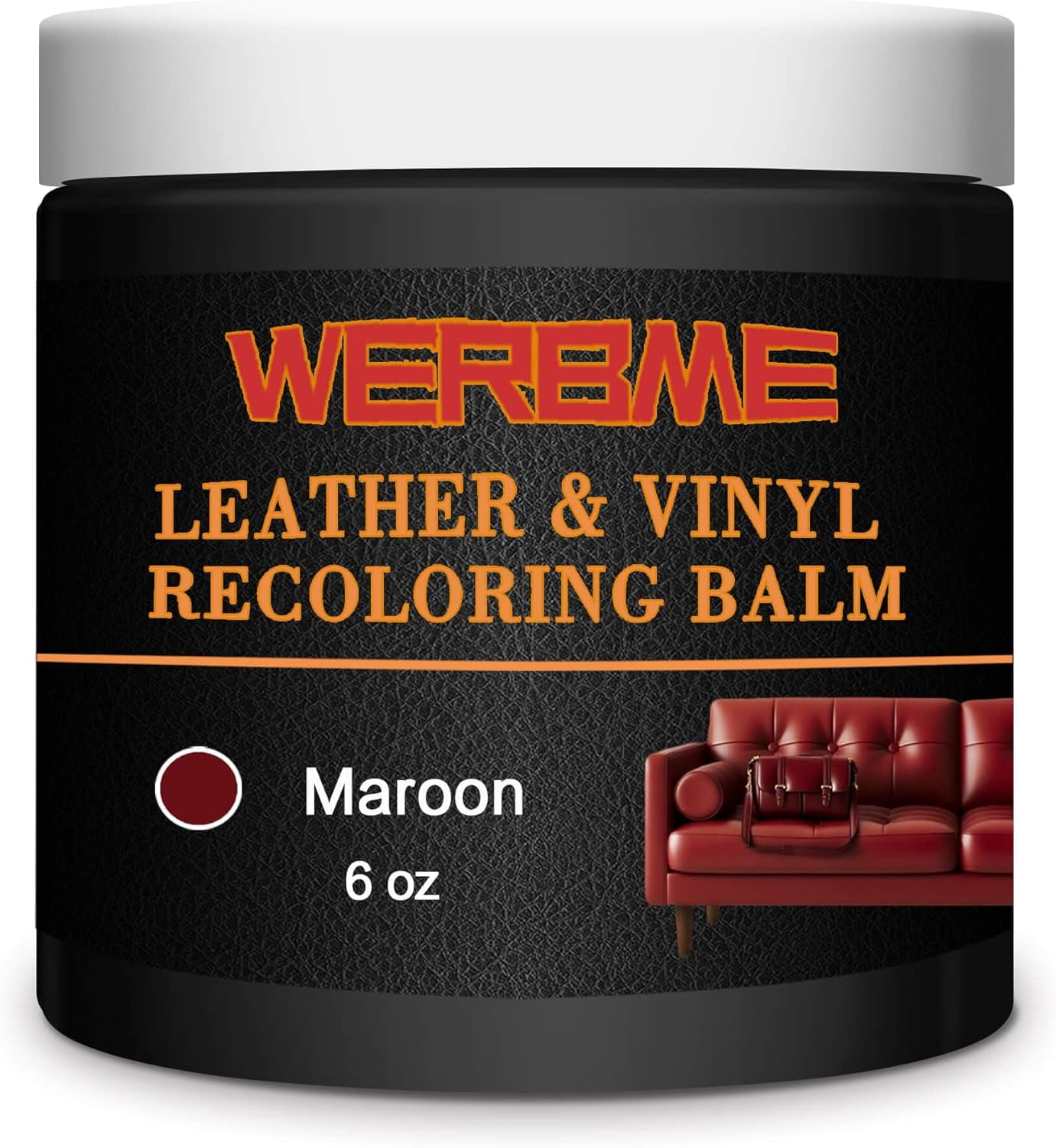 JJEAN-Leather Recoloring Balm & Color Restorer - Multipurpose Dye & Paint for Faded Leather Couches, Car Seats, Shoes | Fix Scratches on Clothing, Furniture & Accessories(Maroon)