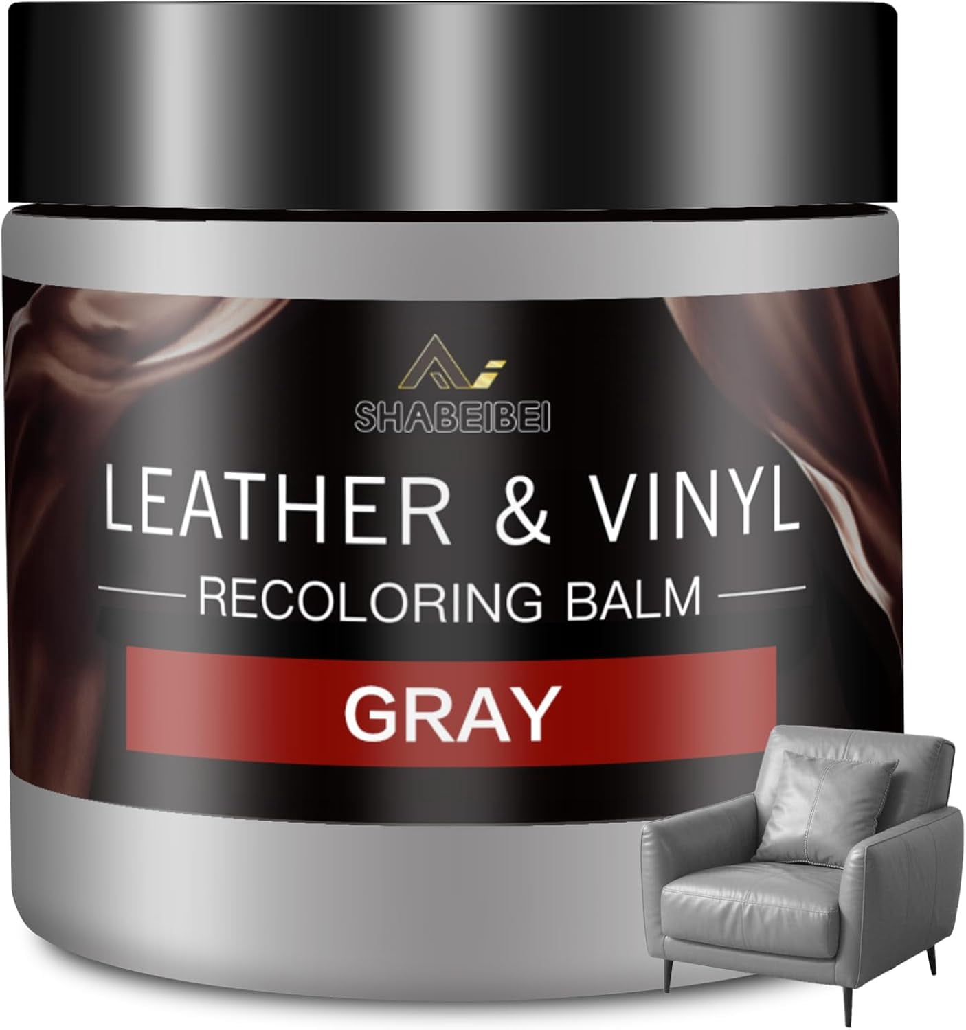 JJEAN-Leather Recoloring Balm and Leather Repair Kit for Furniture, Gray Leather Dye for Couches, Car Seats, Leather Paint & Stain for Sofa, Chairs, Bags, and More