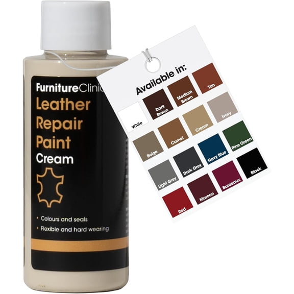 JJEAN-Leather Repair Paint | 2-in-1 Seal and Color | Use on Scratches, Tears, and Holes in Car Seats, Furniture | Quick and Easy Leather Repair Kit for Furniture (Cream, 50ml / 1.7oz)