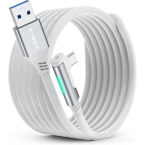 JJEAN-Link Cable 16 FT for Meta Quest 2 Quest Pro Pico 4 Accessories, VR Headset PC Link Cable for Oculus Quest 2/1 Gaming PC, High Speed Data Transfer USB 3.0 to USB C Cable for PC VR and Steam VR