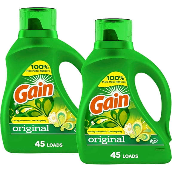 JJEAN-Liquid Laundry Detergent, Original Scent, 65 fl oz x 2, 45 x 2 Loads, Freshness + Odor Fighting, High Efficiency Washing Machine Liquid Cleaning Soap