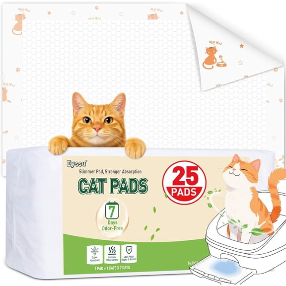 JJEAN-Litter Pads Compatible with Breeze Litter Box System, 25ct Super Absorbent Pee Pads for Cats, Odor Control Cat Pads Refills 16.9 X 11.7 Inch, Unscented
