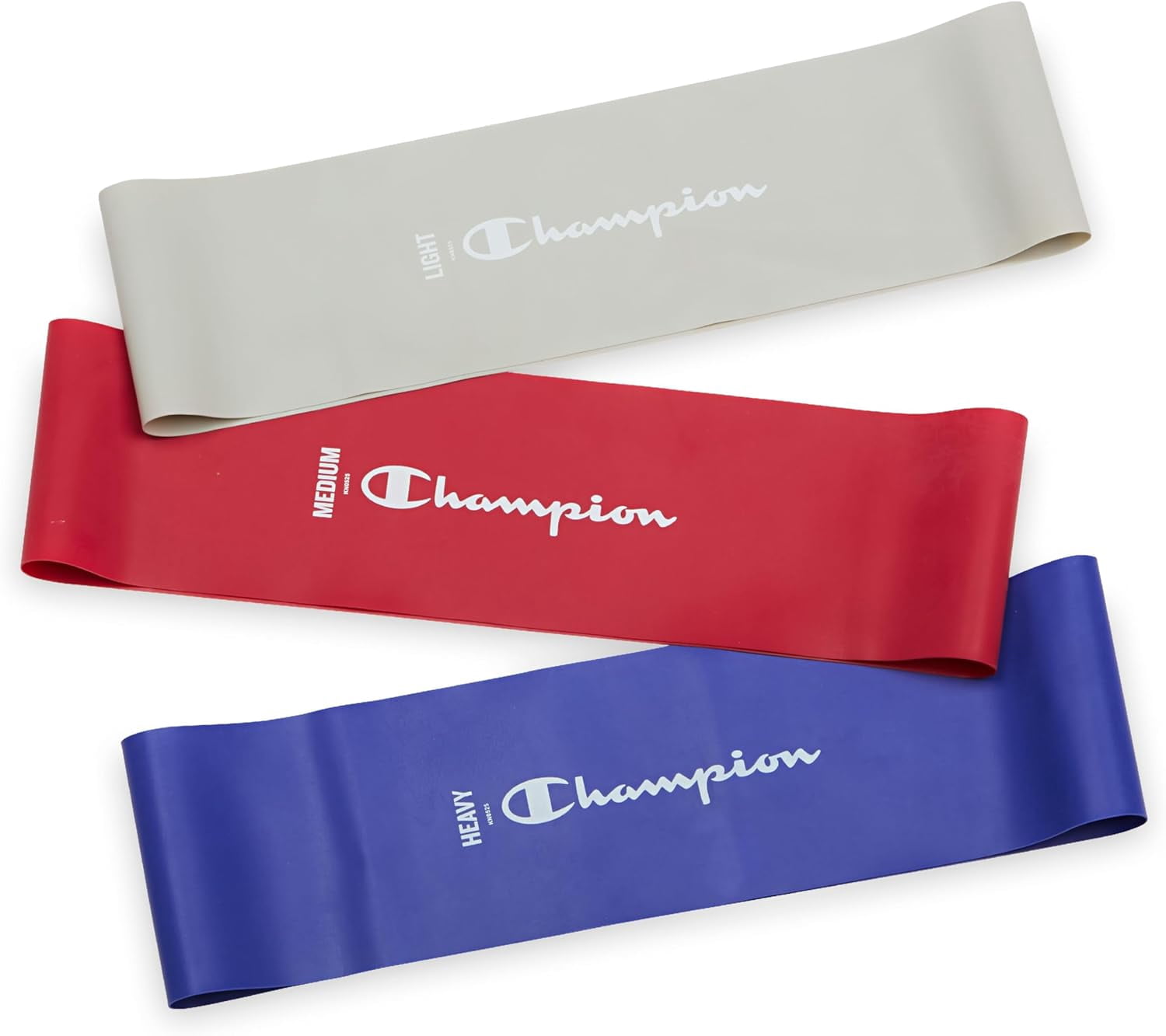 JJEAN-Loop Resistance Bands (3-Pack, Grey/Red/Blue), Light/Medium/Heavy, Odor-Free, 4" Rubber + Latex Exercise Bands, for Strength Training and Physical Therapy, Includes Exercise Guide