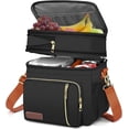 thumbnail image 1 of JJEAN-Lunch Bag & Lunch Box for Women Men, Double Deck Leakproof Insulated Soft Large Adult Camping Cooler bag for Work, Beach, Picnic, Travel (Black Orange, 15L), 1 of 2