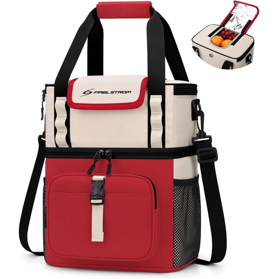 JJEAN-Lunch Box for Women, 20L Insulated Lunch Bag Men, Leakproof Double Deck Cooler Bag, Soft Lunch Cooler with Quick Access Flip-Top Lid for Work, Beach,Travel, Camping