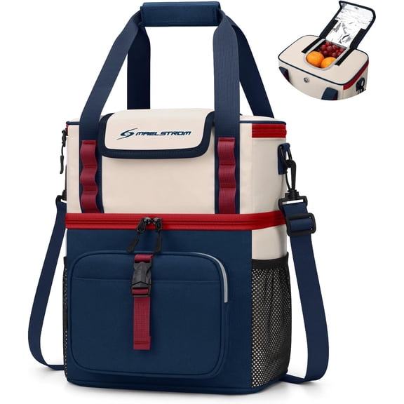 JJEAN-Lunch Box for Women, 20L Insulated Lunch Bag Men, Leakproof Double Deck Cooler Bag, Soft Lunch Cooler with Quick Access Flip-Top Lid for Work, Beach,Travel, Camping