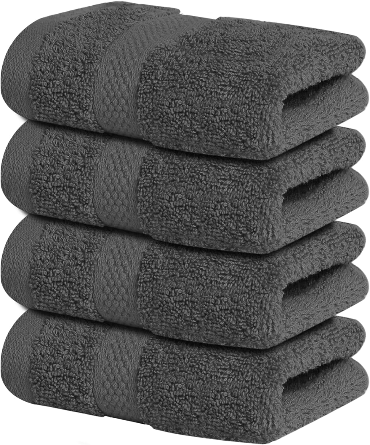 JJEAN-Luxury Wash Cloths for Showering [13x13] \u2013 100% Cotton Washcloths [Pack of 4], Soft and Absorbent Face Towels for Bathroom Wash Clothes, Gym, and Spa (Shadow Grey)