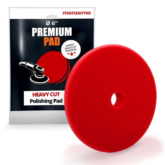 JJEAN-MENZERNA 6 Inch Polishing Pad Heavy Cut for Scratch Repair I Body Repair and Detailing Pads with Safety Edge & Velcro Attachment I Washable & Long Lasting I Thin Pad with Hole for Anti Heat Bui