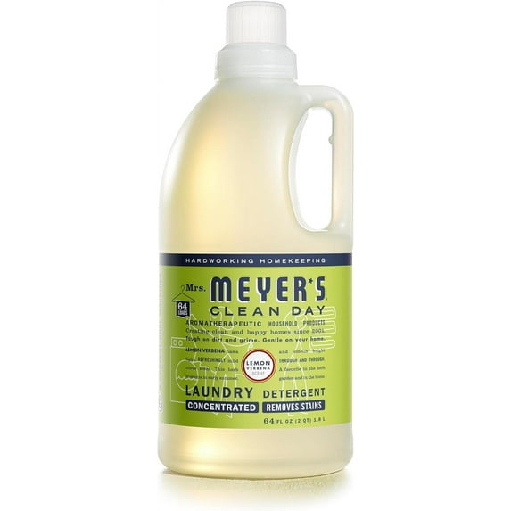 JJEAN-MRS. MEYER'S CLEAN DAY Liquid Laundry Detergent, Infused with Essential Oils, Lemon Verbena, 64 oz (64 Loads)