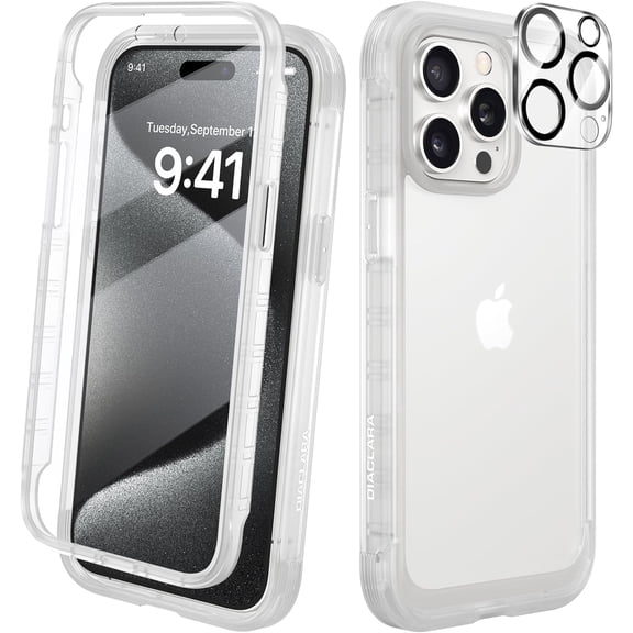 JJEAN-Magnetic Designed for iPhone 15 Pro Max Case Full Body Bumper,[Compatible with MagSafe] Military Drop Proof Cover with Built-in Touch Sensitive Anti-Scratch Screen Protector,Frosted Clear