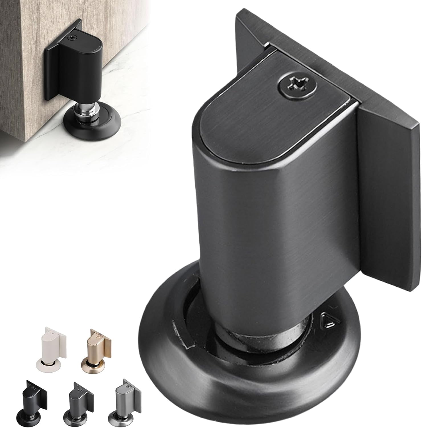 JJEAN-Magnetic Door Stopper No Drilling Height Adhesive Heavy Duty Magnet Doorstop Wedge Stop Catch Bottom Holder to Keep Doors Open (Grey)