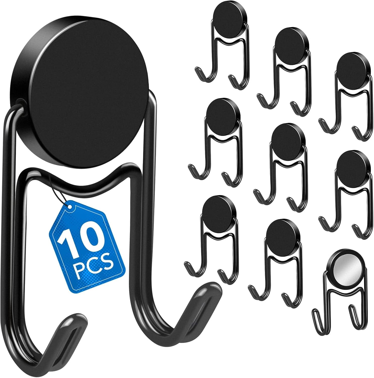 JJEAN-Magnetic Hooks, 50lbs+ 2026 Cruise Cabin Ship Essentials Magnet Hook Heavy Duty Strong Magnets Refrigerator Fridge Hanging for Classroom Beach Vacation Kitchen Home Must Haves 10 Pcs (Black)