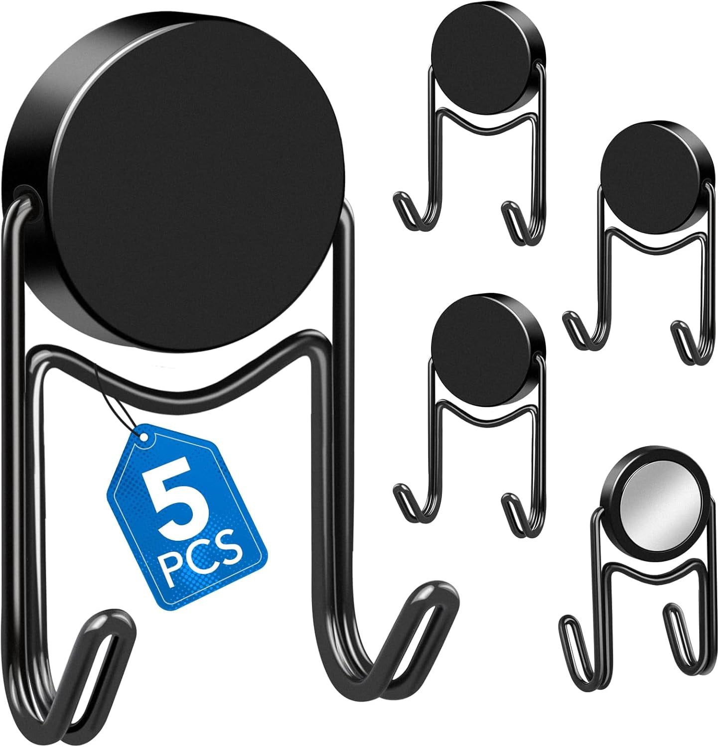 JJEAN-Magnetic Hooks, 80lbs+ 2026 Cruise Cabin Ship Essentials Magnet Hook Heavy Duty Strong Magnets Refrigerator Fridge Hanging for Classroom Beach Vacation Kitchen Home Must Haves 5 Pcs (Black)