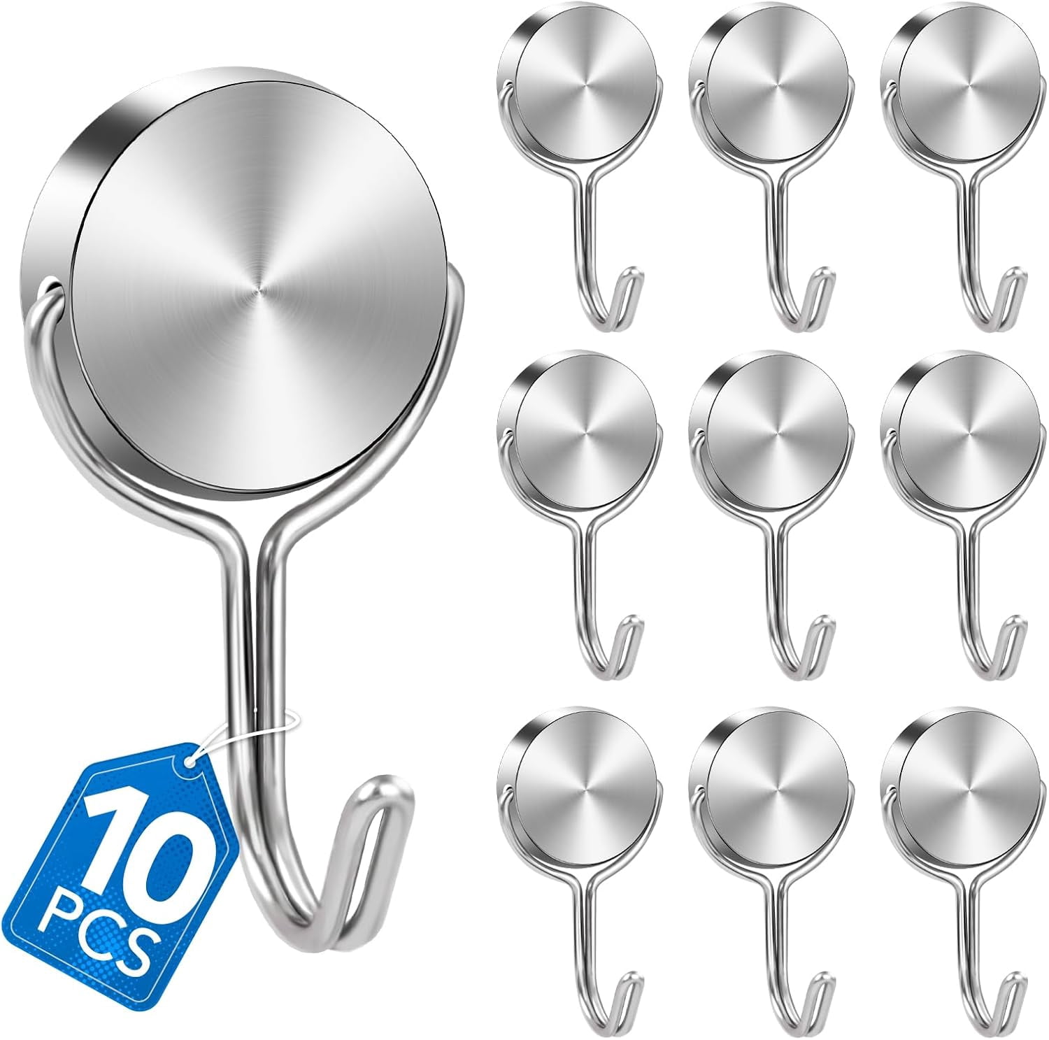 JJEAN-Magnetic Hooks for Cruise Cabins, 60Lbs Swivel Magnetic Hooks Heavy Duty Cruise Ship Essentials Locker Accessories, Magnets with Hooks for Refrigerator, Wreath Hook, Metal Door Decor -10 Pack