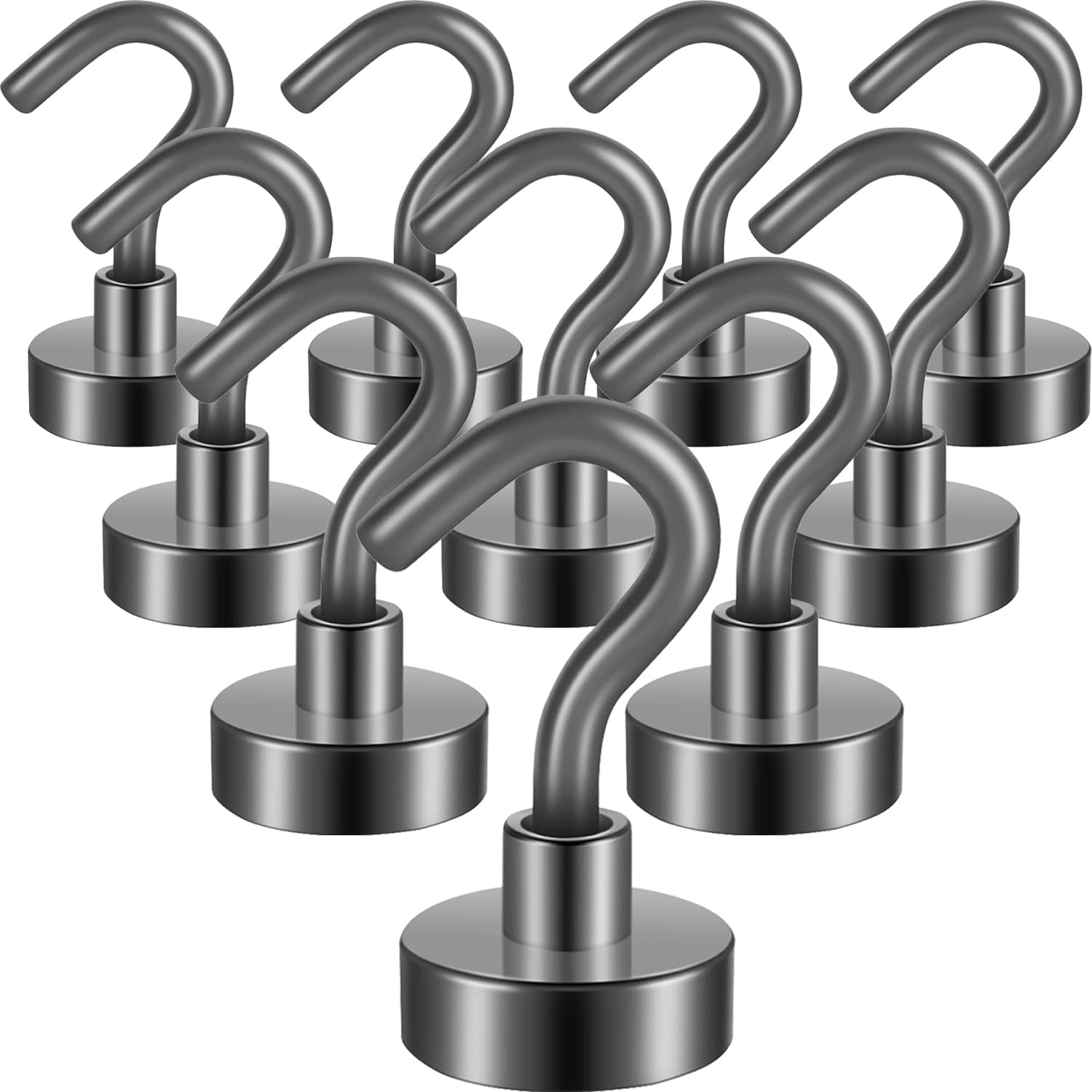 JJEAN-Magnetic Hooks, Heavy Duty 85lb+ Strong Magnet Hook for Cruise Cabins, Cruise Ship Essentials for Hanging, Metal Wall Refrigerator Hangers (Grey, 10 Pack)