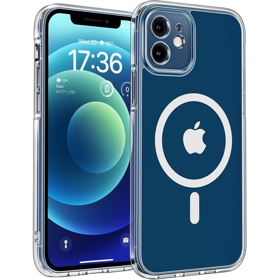 JJEAN-Magnetic for iPhone 12 Case Clear, Upgraded Full Camera Protection, Compatible with Magsafe, Drop Protection, Phone Cover for iPhone 12 6.1 inch (Clear)