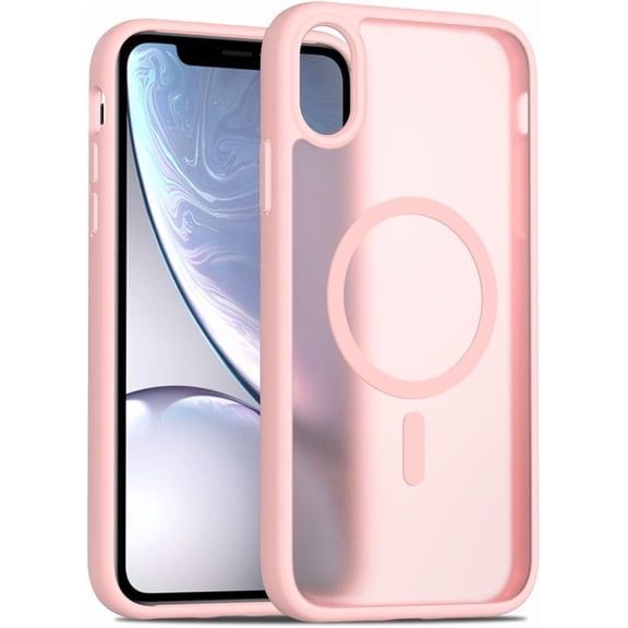 JJEAN-Magnetic for iPhone XR Case [Mil-Grade Drop Protection] [Compatible with Magsafe] Shockproof Slim Translucent Matte Protective Phone Case - Pink