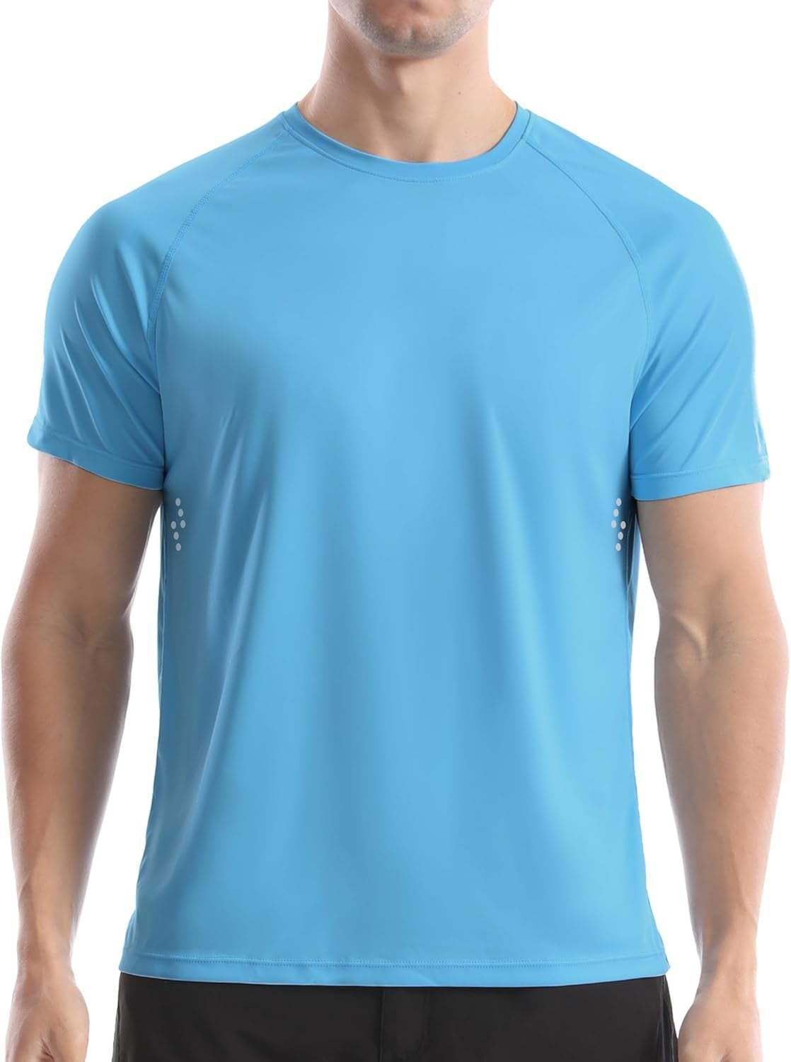JJEAN-Men's UPF 50+ Swim Shirts, Sun Protection Short Sleeve Rash Guard, Quick Dry T-Shirt for Fishing and Surfing