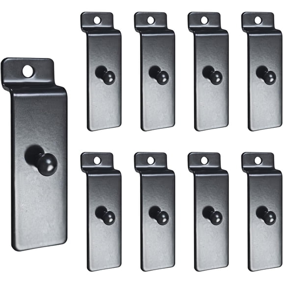 JJEAN-Metal Slatwall Utility Hooks, 10pcs Commercial Slatwall Picture Hook Notch Picture Display Hooks Hangers Painting Hook for Photo Frame Painting Arts Center Slat Panel (Black)