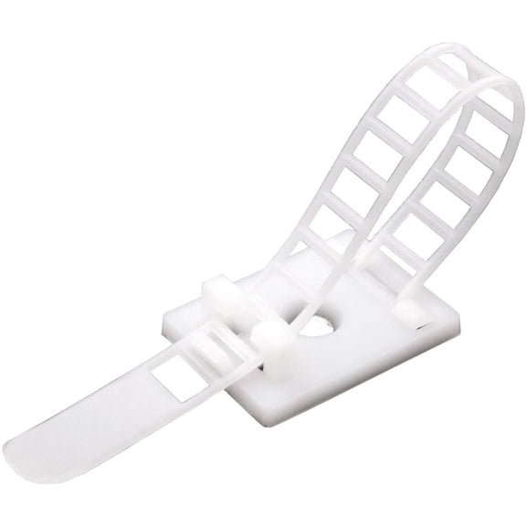 JJEAN-Mini Cable Clips 3M Adhesive, Multipurpose Cord and Wire Organizer for Cable Management Adjustable Large - 60 Pack Bundled with 10 Bonus Reusable Cable Ties (White)