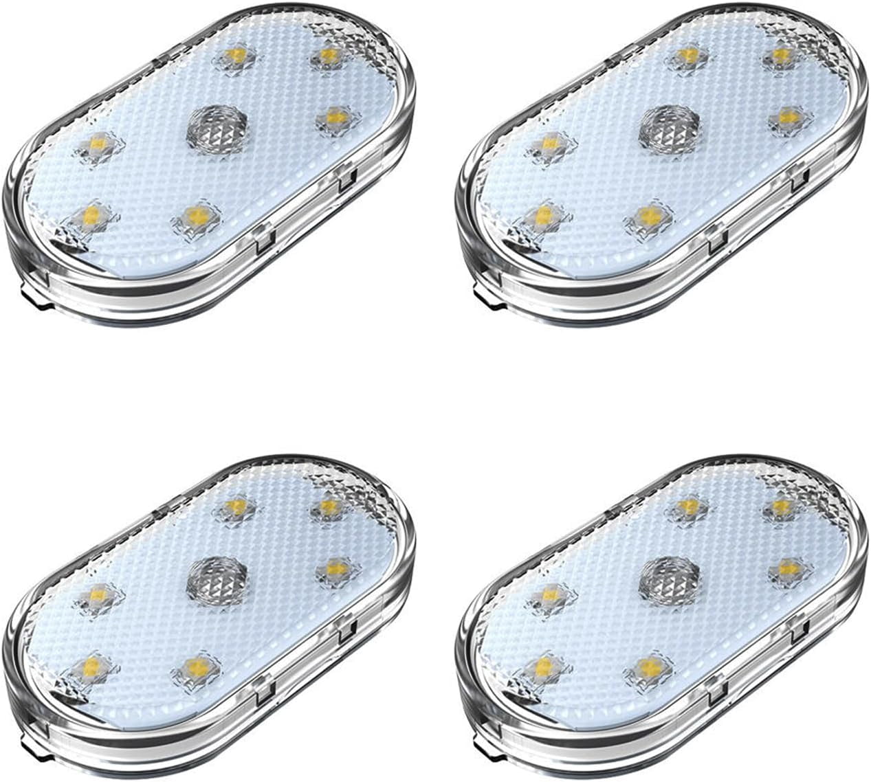 JJEAN-Mini LED Closet Light Wireless Touch Light USB Rechargeable Multi Color Cabinet Lighting for Bedroom Wardrobe Counter Kitchen (4Pcs/Pack) (Blue)
