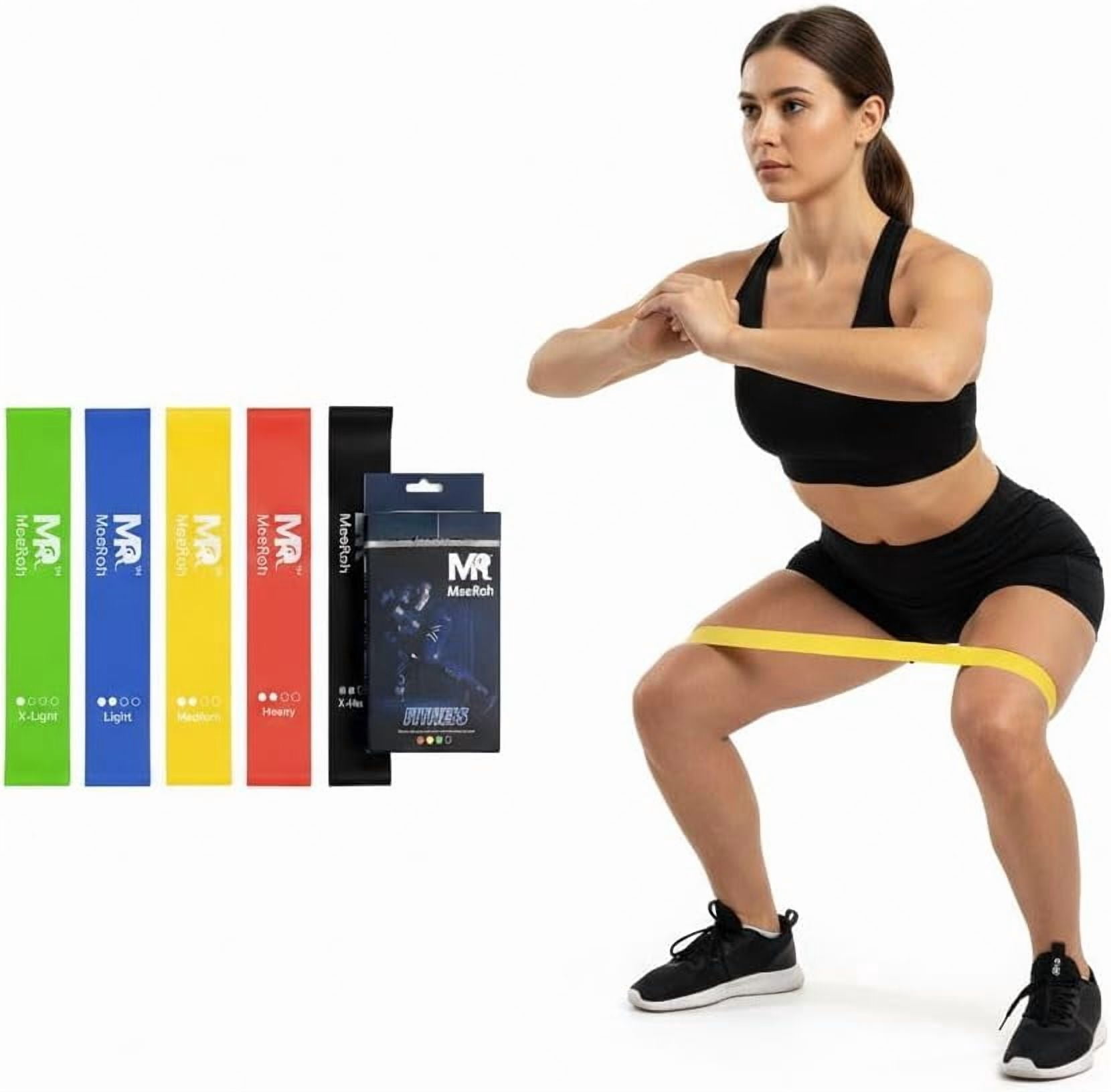JJEAN-Mini Loop Resistance Bands Set (5 Levels) – Non-Slip Latex-Free TPE Exercise Bands – Heavy Duty Booty Bands for Legs and Glutes, Physical Therapy, Yoga & Pilates – Fitness Loops with Carry Bag