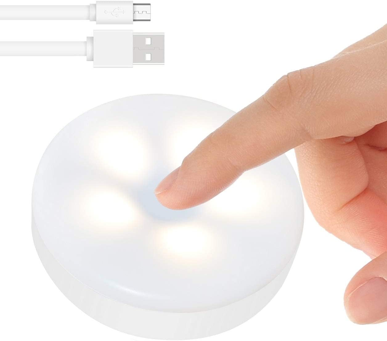 JJEAN-Mini Touch Light, Rechargeable Battery Operated Closet Lights Wardrobe Lights, Magnetic Stick-on Anywhere LED Night Light, Wireless Under Cabinet Lighting, Dimmable Tap Push Light Lamp