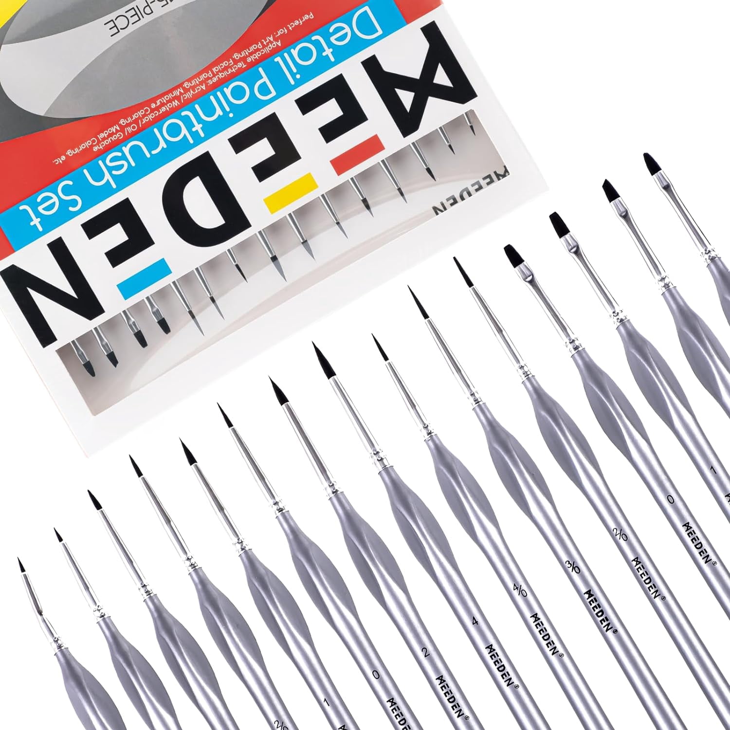 JJEAN-Miniature Paint Brush Set,15 Tiny Professional Fine Tip Detail Paint Brushes, Detailing Paintbrushes for Acrylic Watercolor Oil Painting- Model Face Nail Craft