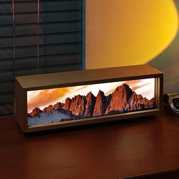 JJEAN-Mount Whitney in Sunlight Led Light Box 3 Layers of Acrylic Light Box Handmade Table Lamp for Room Decor Travel Gift (Mount Whitney in Sunlight)