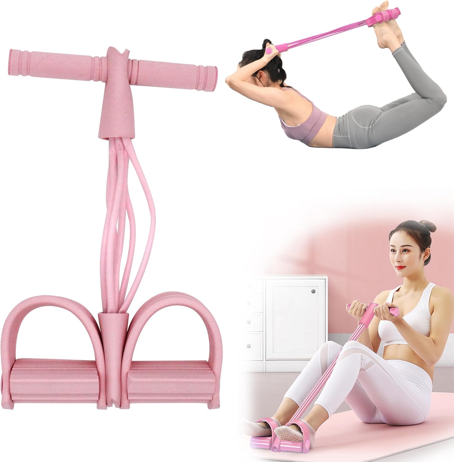 JJEAN-Multi-Function Tension Rope Band & Pedal Puller Resistance Band, 6-Tube Elastic Yoga Pedal Puller Resistance Band, for Abdomen/Waist/Arm/Leg Stretching Slimming Training
