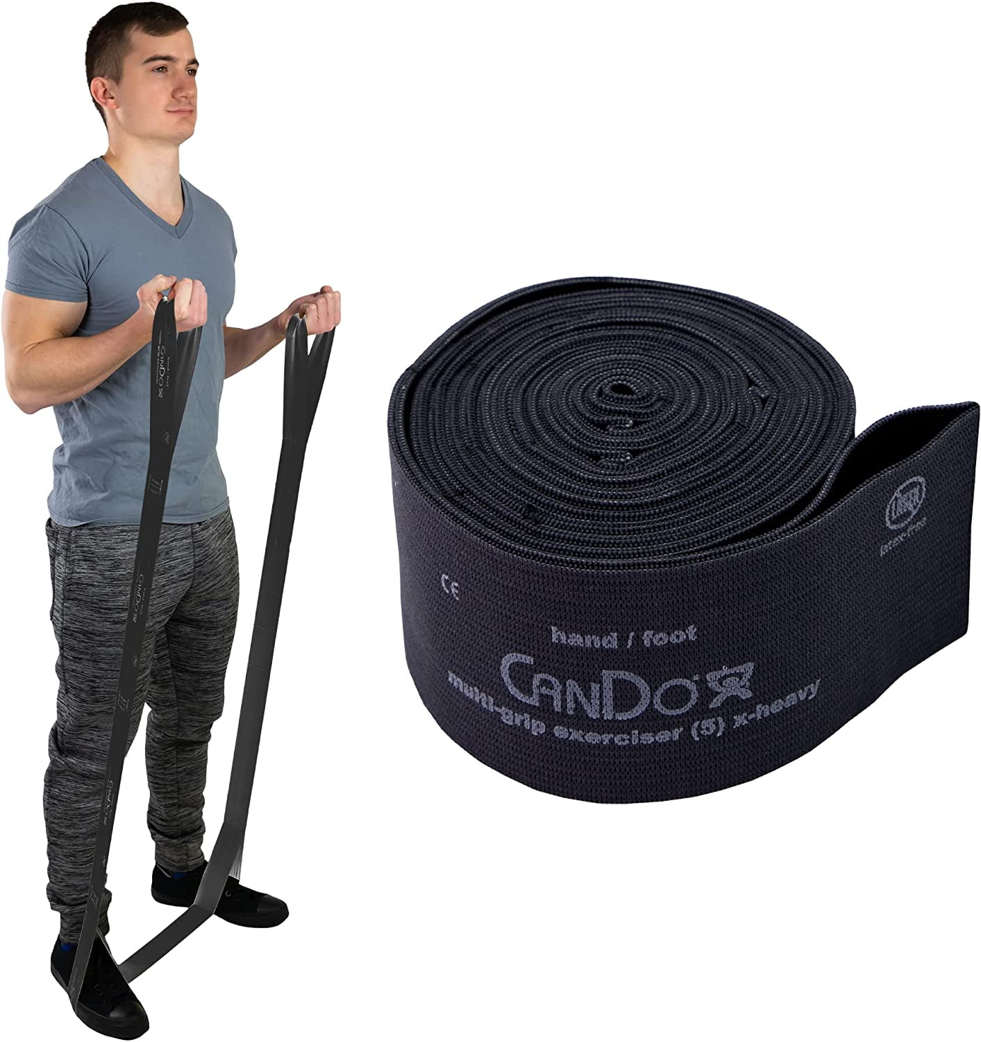 JJEAN-Multi-Grip 6 Foot Exercise Resistance Band with Hand/Foot Loops for Total Body Workouts, Training, Rehab, Stretching and Therapy