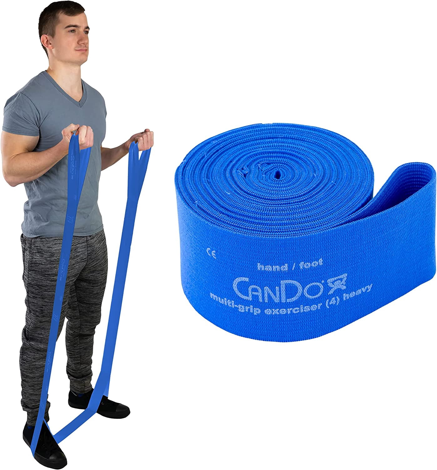 JJEAN-Multi-Grip 6 Foot Exercise Resistance Band with Hand/Foot Loops for Total Body Workouts, Training, Rehab, Stretching and Therapy
