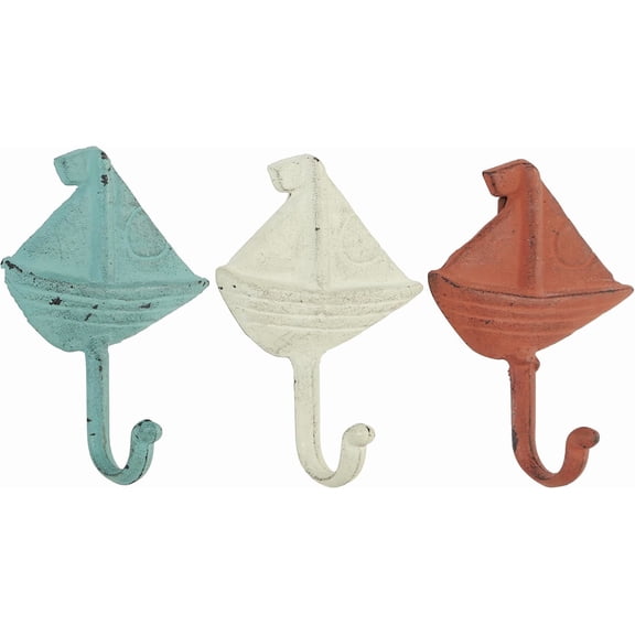 JJEAN-Multi Metal Coastal Wall Hook, Set of 3 7" x 5" x 2"