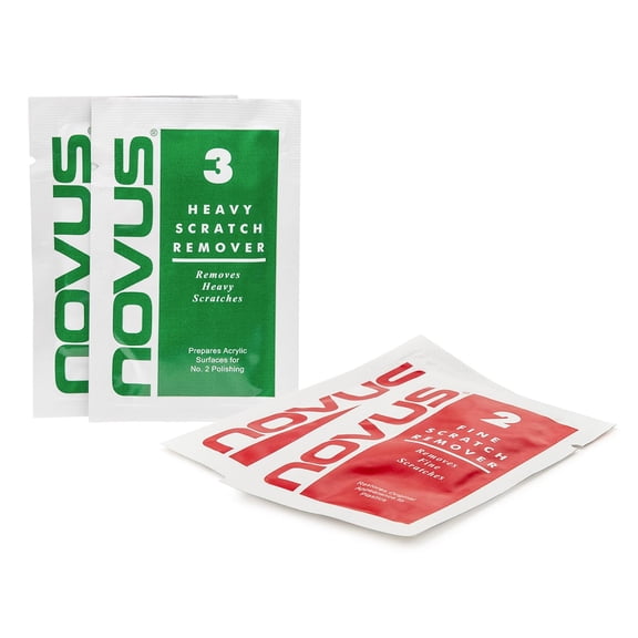 JJEAN-NOVUS Sample Packets #2 + #3 for Buffing Acrylic Surfaces - Plastic Scratch Remover Combo Set - 4 Packets Total (2X Each)