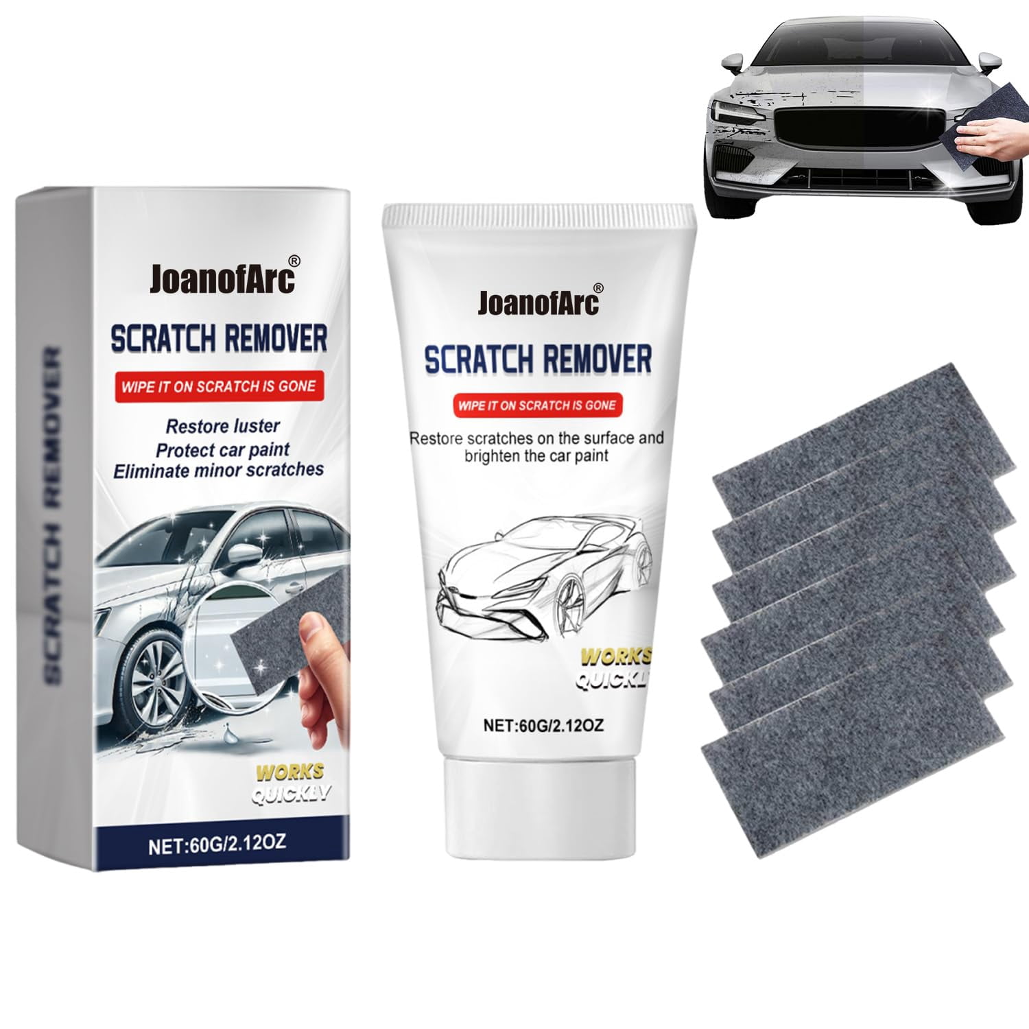 JJEAN-Nano Sparkle Cloth Car Scratch Remover - 2025 Upgrade Scratch Remover for Vehicles, Magic Wipes Cleaning Cloth Car Scratches Repair Paste, Scuff Repair Polishing Wax Kit for Deep Scratches
