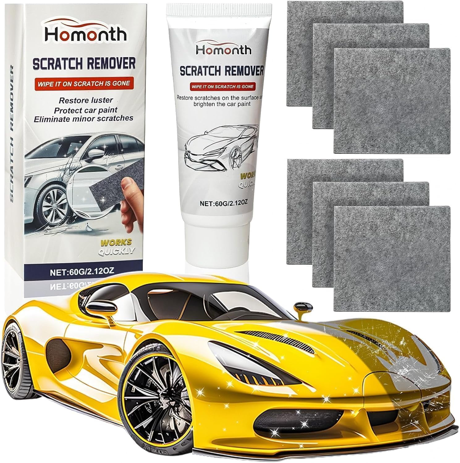 JJEAN-Nano Sparkle Cloth Car Scratch Remover - 2026 Upgrade Scratch Remover for Vehicles, Magic Wipes Cleaning Cloth Car Scratch Repair Paste, Scuff Repair Polishing Wax Kit for Deep Scratch Repair